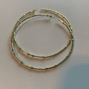 Very Large Gold Over Sterling Hoop Earrings with Topaz Stones.